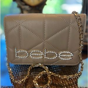 New Bebe Beige Rhinestone Crossbody Cell Phone Bag MSRP $89 My Price $38
